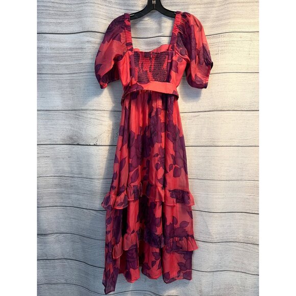 Hutch Puff Sleeve Ruffled Midi Dress Size SP - Picture 2 of 3